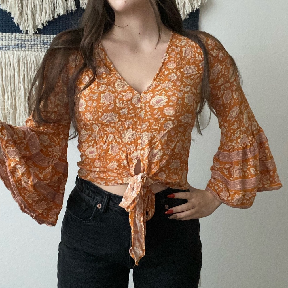 American Eagle Boho Wide Sleeve Crop Top